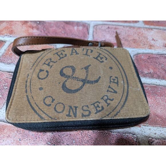 Mona B Create & Conserve UpCycled Recycled Canvas Wristlet Zip Card Wallet - Picture 1 of 6